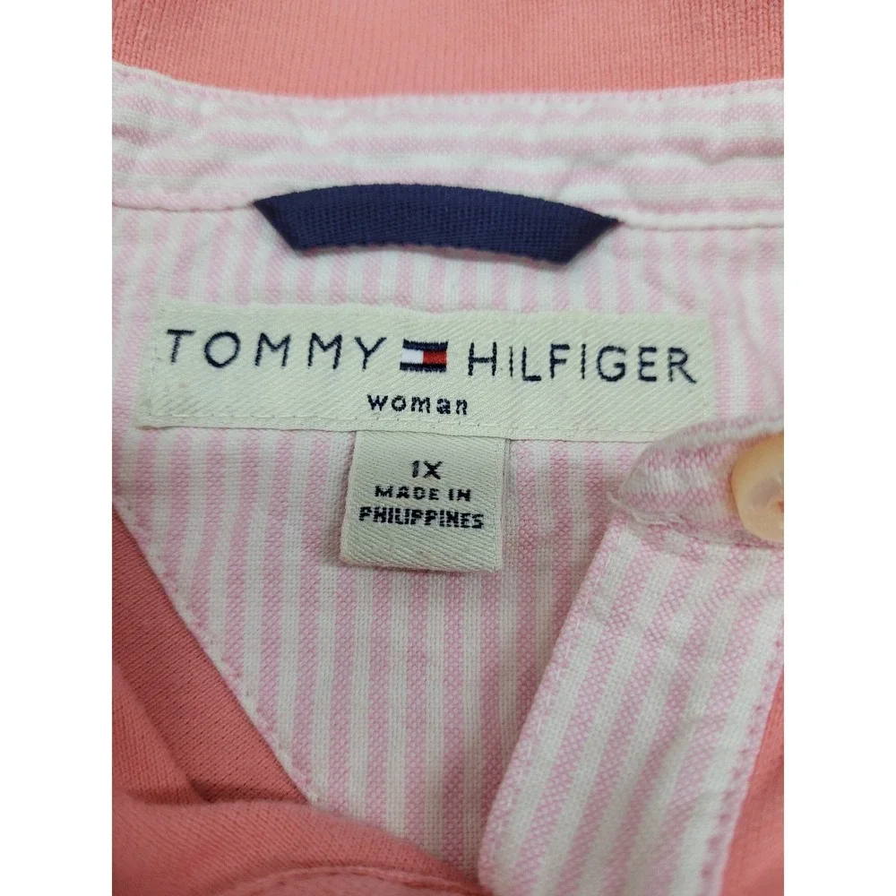 Tommy Hilfiger Polo Shirt Womens 1X Coral Pink Excellent Short‎ Sleeve Cotton